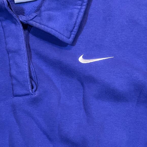 NIKE Womens Size Large Half Button Blue Purple Crop Top Sweater Sweatshirt - Picture 1 of 7